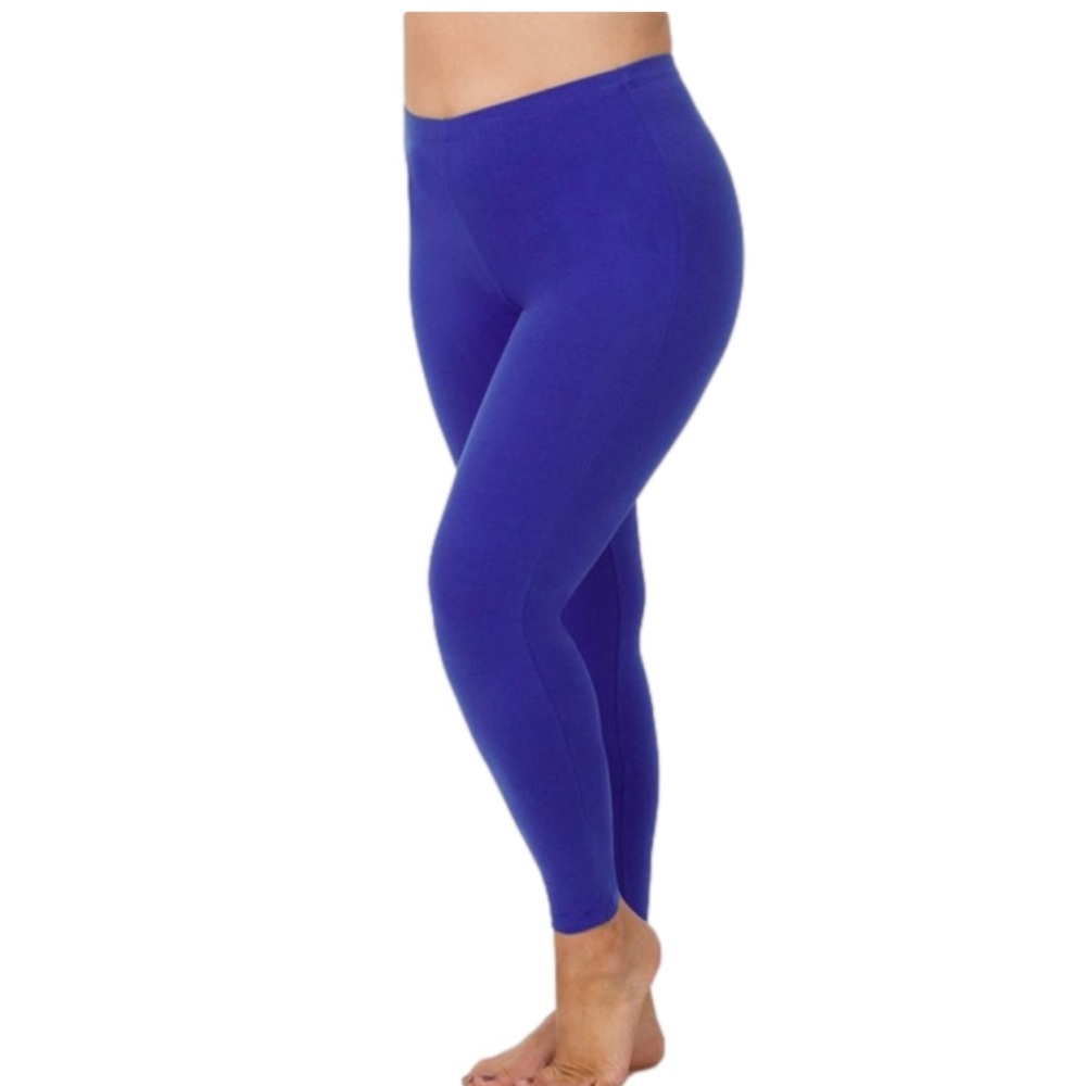 2X-Large W/O Pockets Bright Blue Creamy Soft Leggings - Picture 1 of 4